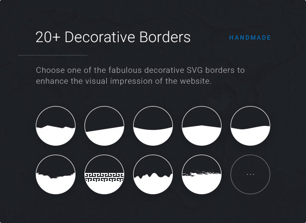 20+ Decorative Borders: Choose one of the fabulous decorative SVG borders to enhance the visual impression of the website.